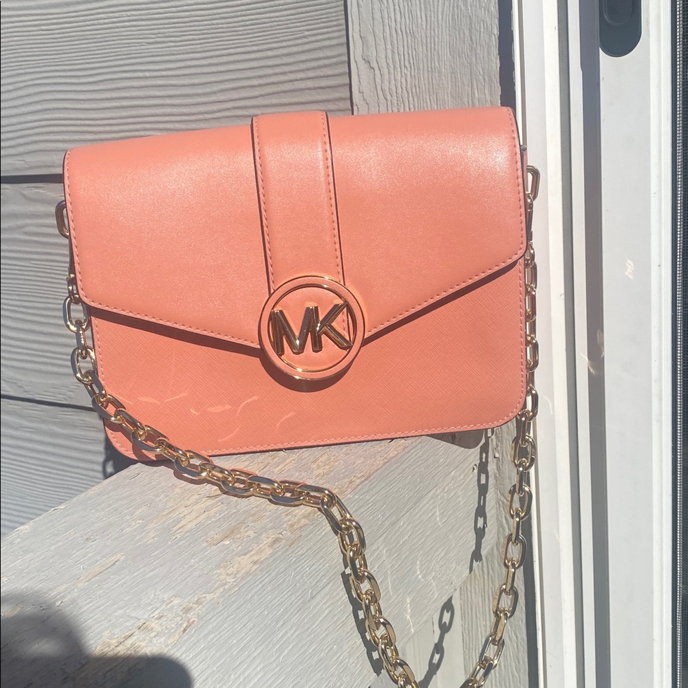 Michael Kors Peach Shoulder Bag with Gold Chain